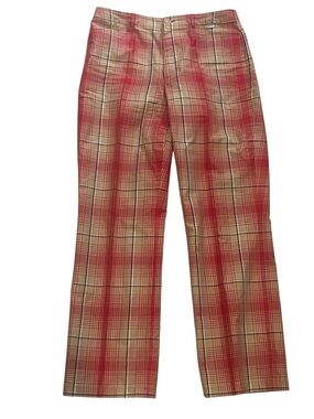 Escada Sport Red Tan Plaid Pants Size 40 Medium preppy vintage cotton silk